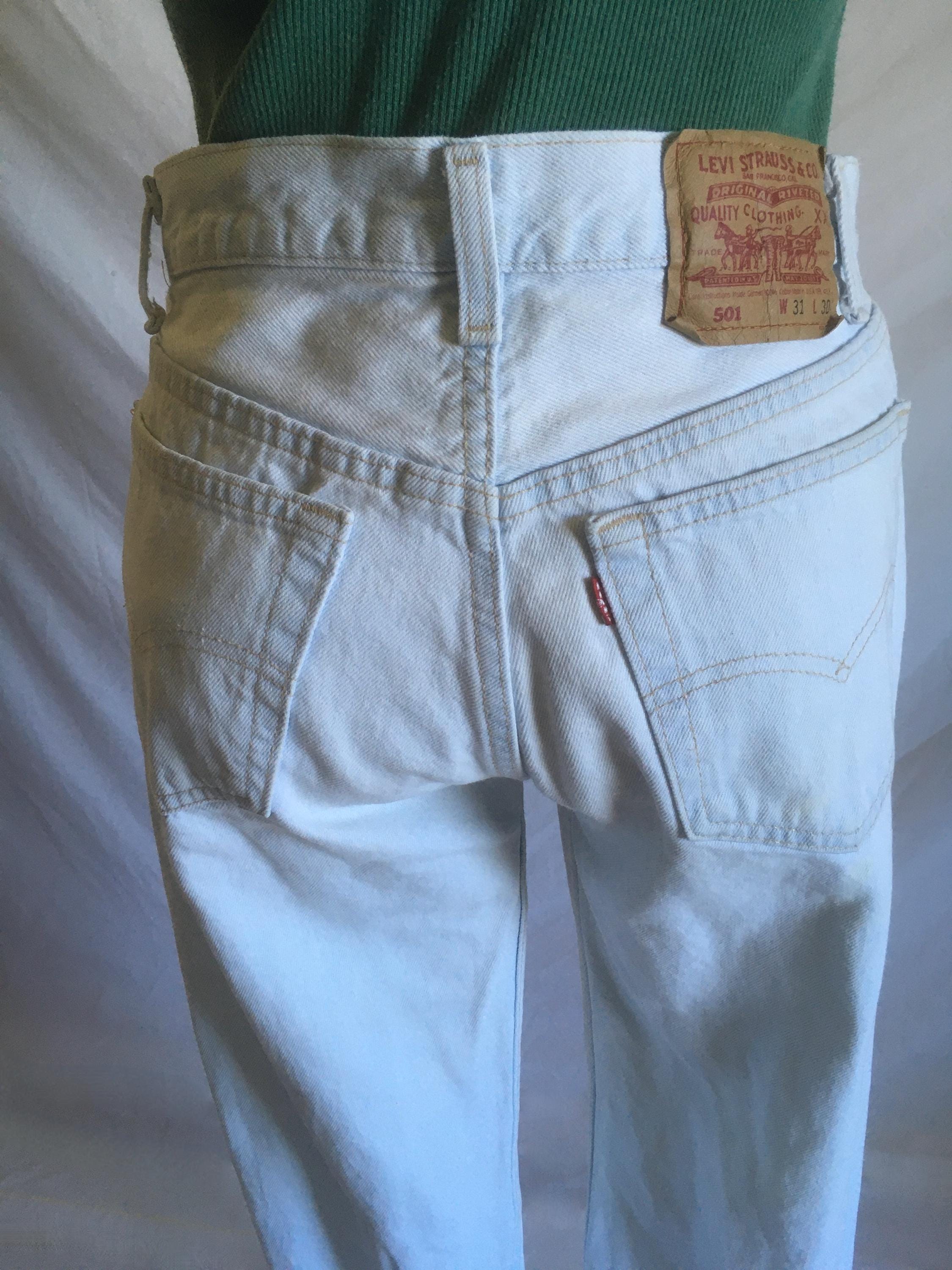 Vintage 90s Levis 501 Blue Jeans Made in Usa Light Wash Bleached 