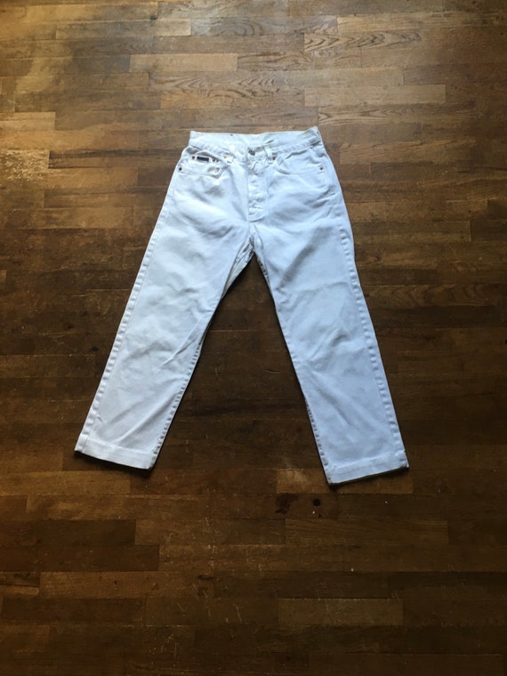 Vintage 90s Calvin Klein Cropped Button Fly White Jeans Made - Etsy