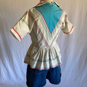 vintage 40s handmade blouse side zip peplum fiesta western rockabilly polka ric rac image 13
