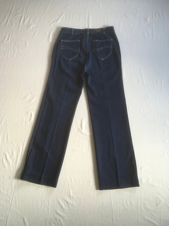 vintage 70s womens blue jeans high waist brass ea… - image 8