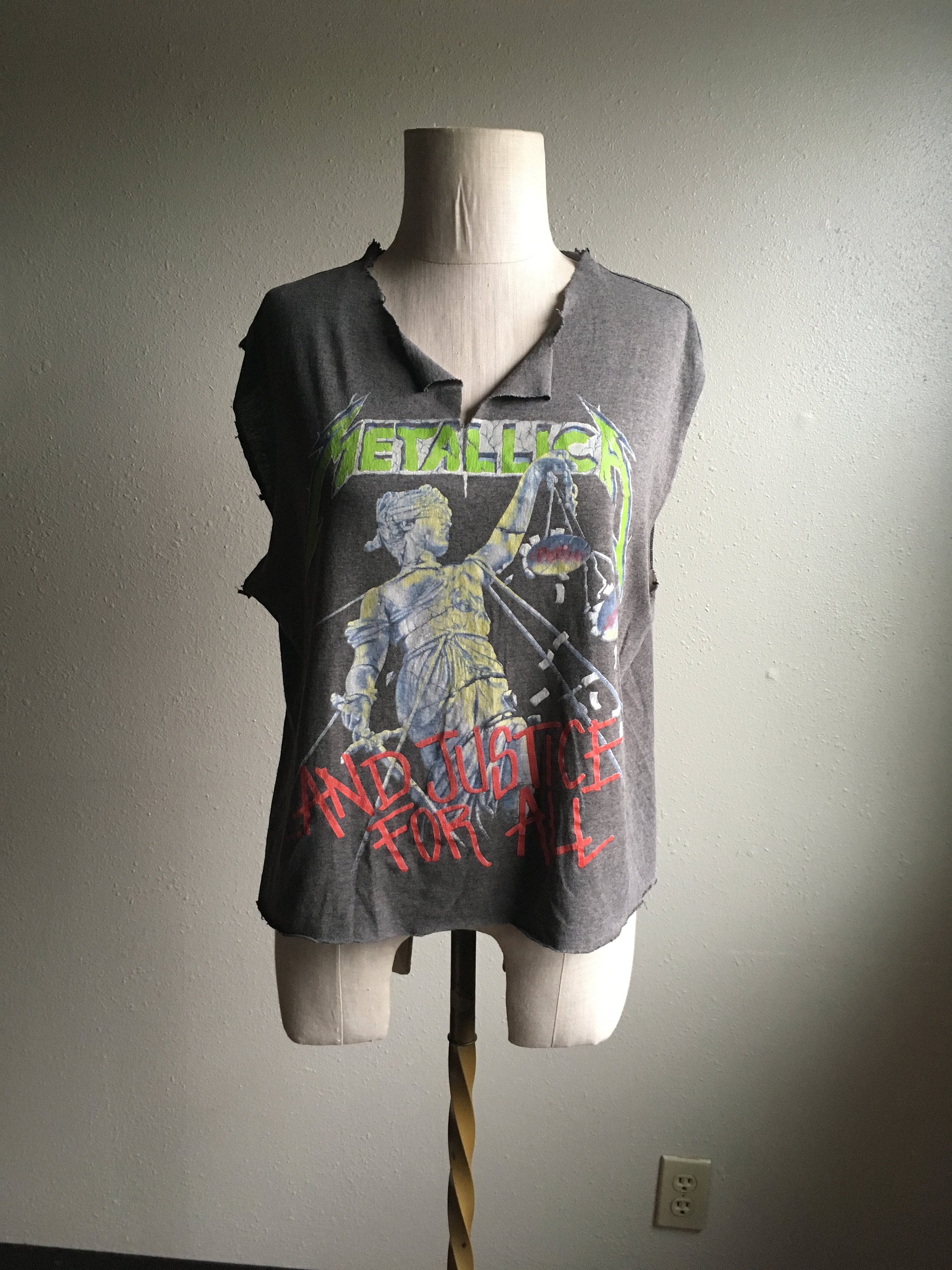 Vintage 80s 1988 Metallica Tour 88 89 and Justice for All Metal Rock  Concert Fan Band Cut off T Shirt 