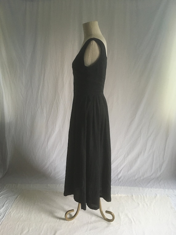 Vintage 90s Laura Ashley Black Dress Made in Great Britain Linen Rayon  Button up Sleeveless Maxi Pleated Waist Side Pockets - Etsy