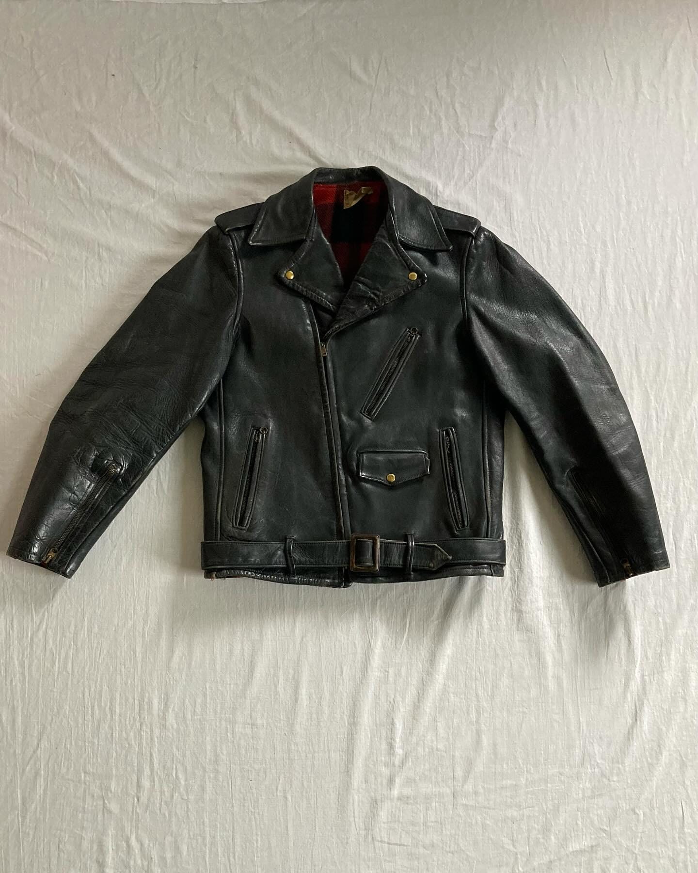 Vintage 40s 50s Front Quarter Horsehide Belted Motorcycle Vintage 40s 50s Front Quarter Horsehide Belted Motorcycle