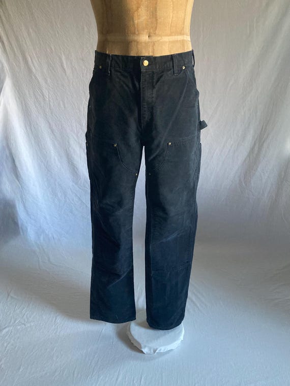 Vintage Carhartt B01 M BLK Work Pants 32 X 34 Double Front Loose