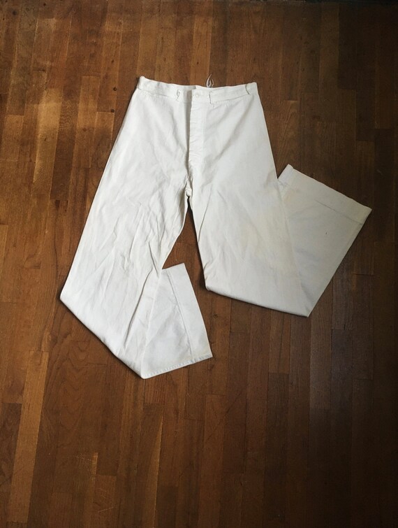 vintage 50s button fly white cotton welt pocket st