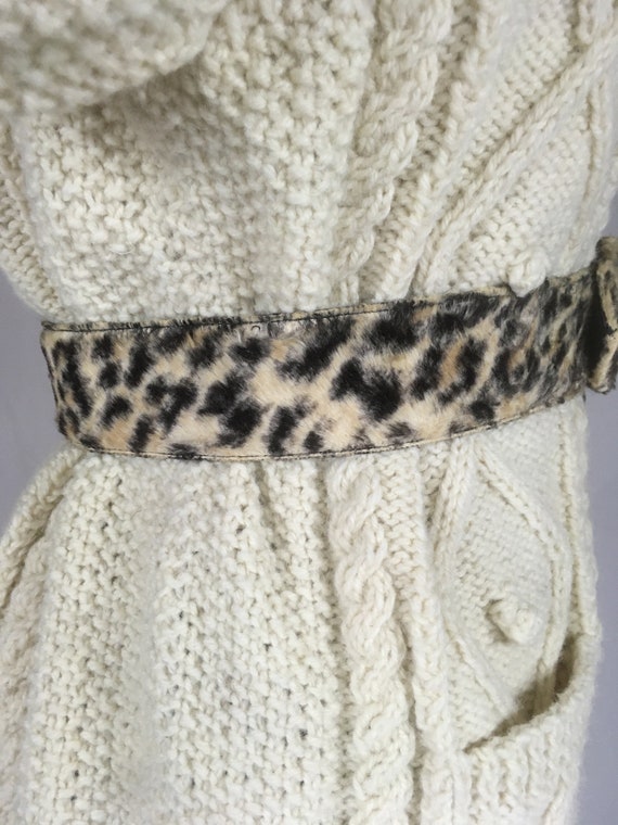 vintage 50s leopard print fuzzy belt stelzer adju… - image 3