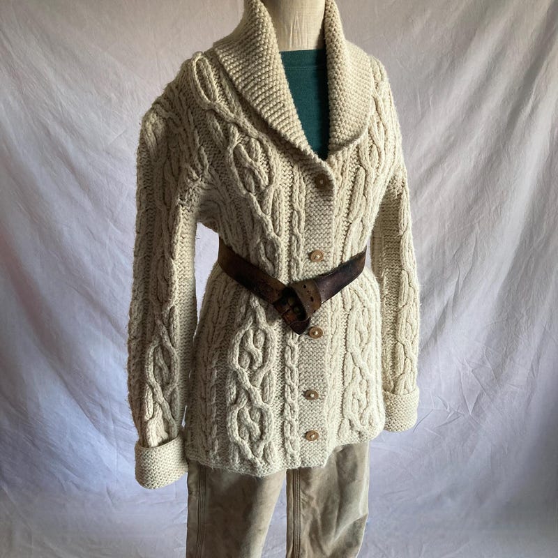 Vintage Lord & Taylor Wool Mens Sweater Cable Knit Medium