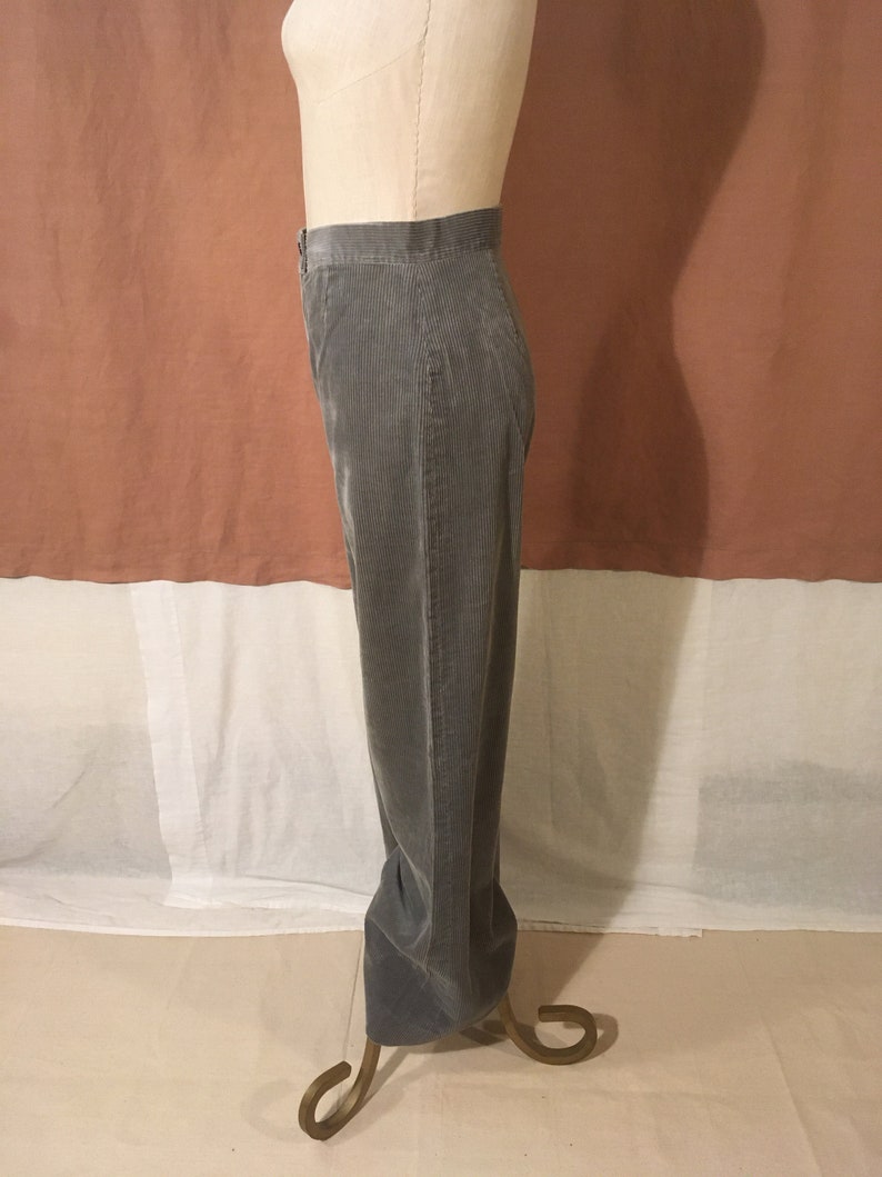 vintage 70s handmade gray corduroy high waist bell bottom trousers hip hugger pants 28 image 7