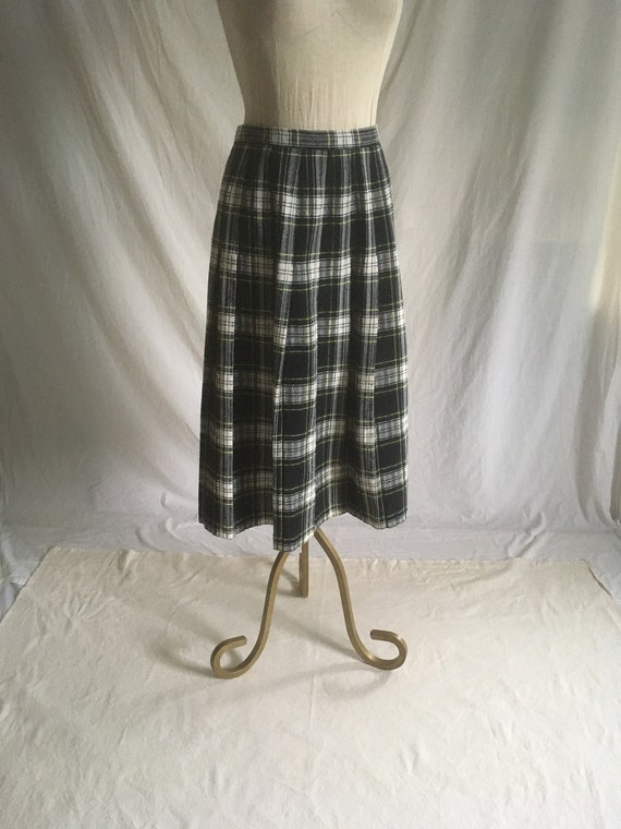 vintage 80s wool plaid pleated skirt isaac hazan 1
