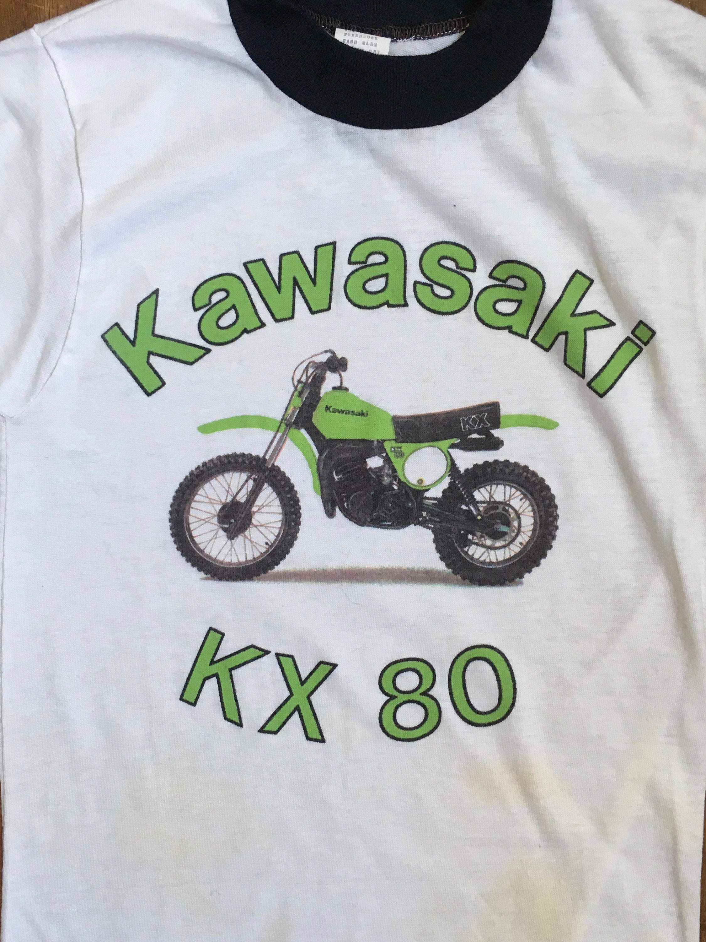 Vintage 80s Kawasaki Kx Kx80 T Shirt Cut off Sleeves Ringer Tee