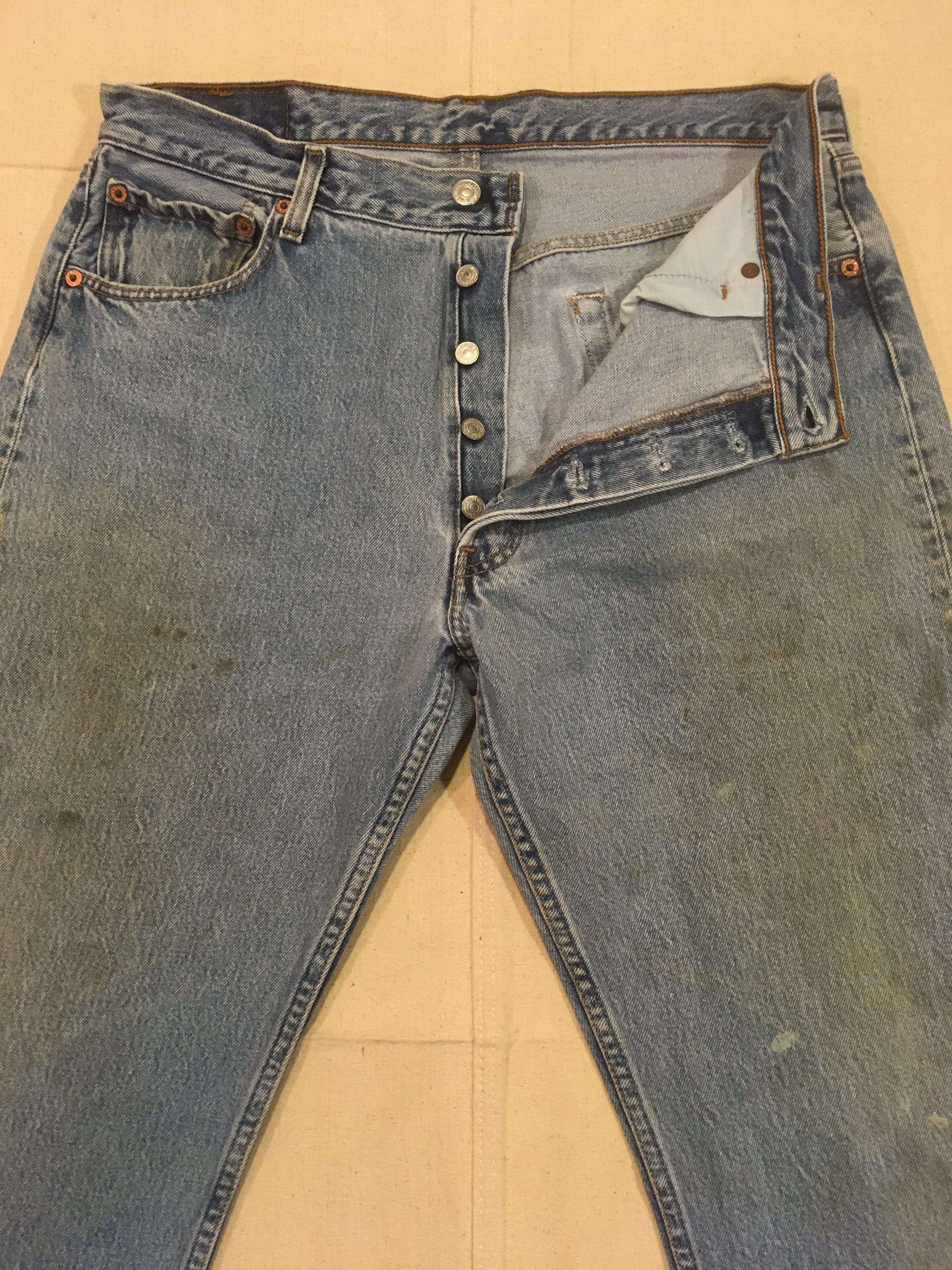 Vintage 90s Levis 501 Blue Jeans 34 X 30 Made in Mexico Button Fly