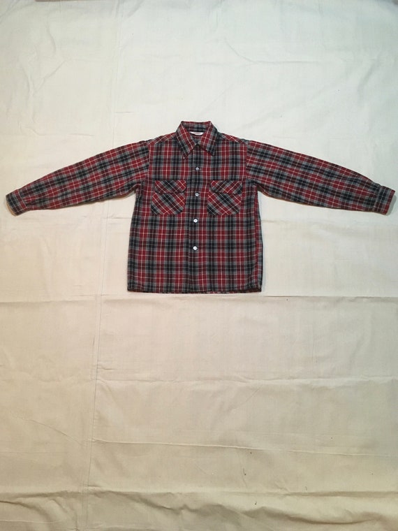 vintage 50s AYWON wool shadow plaid button up boa… - image 2