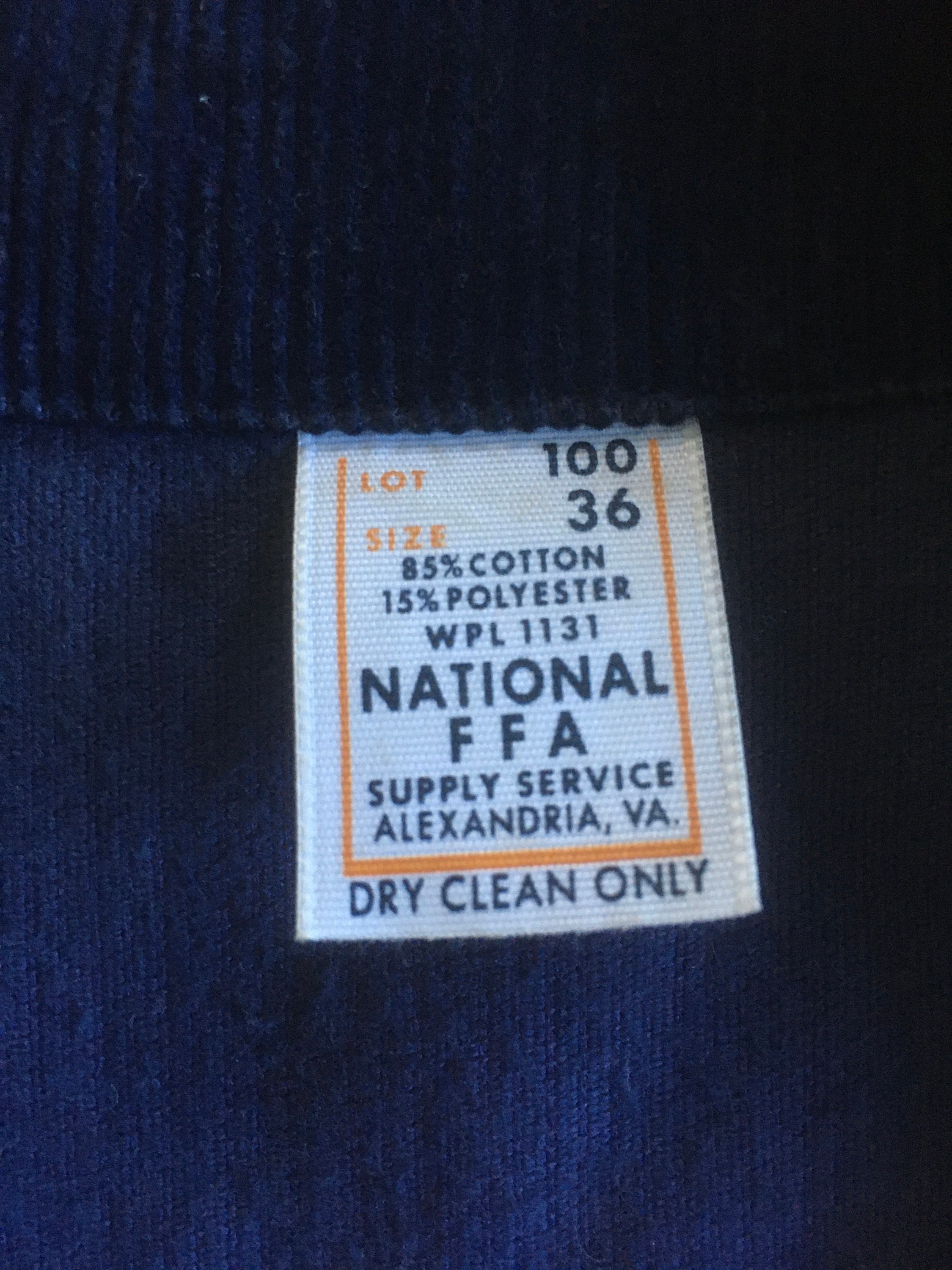 Vintage 80s Custom Chain Stitch FFA Blue Corduroy Jacket