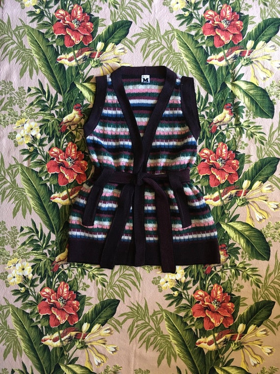 vintage 90s missoni knit striped wool sweater vest