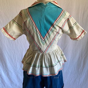 vintage 40s handmade blouse side zip peplum fiesta western rockabilly polka ric rac image 12