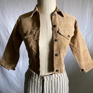 vintage 70s kids levis white tab tan corduroy trucker jacket made in usa