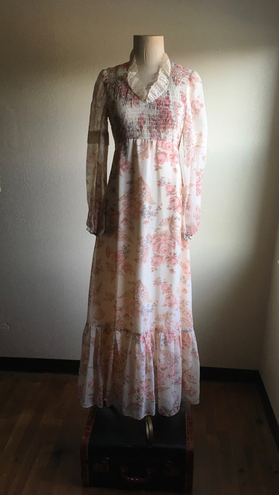 vintage 70s handmade ooak zip back tie back smock