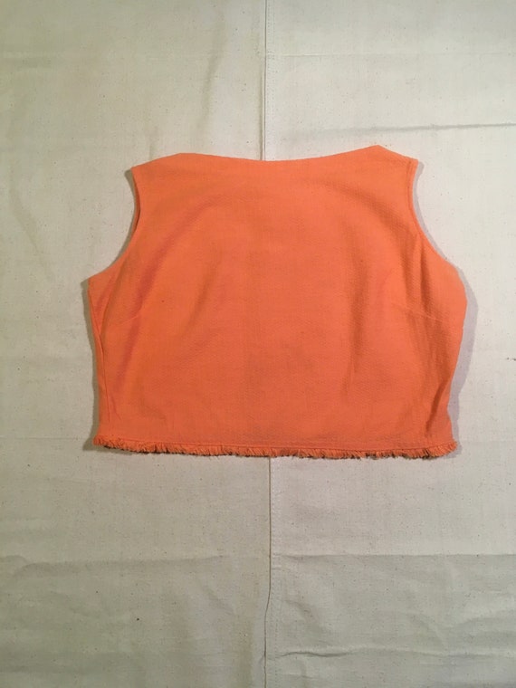 vintage 40s womens orange boat neck crop top pull… - image 7