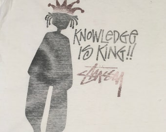 Vintage 90s Stussy Knowledge is King Skate Street Ss T Shirt Made