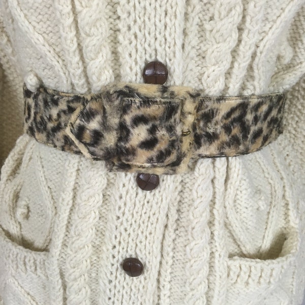 vintage 50s leopard print fuzzy belt stelzer adjustable 1950s womens fashion