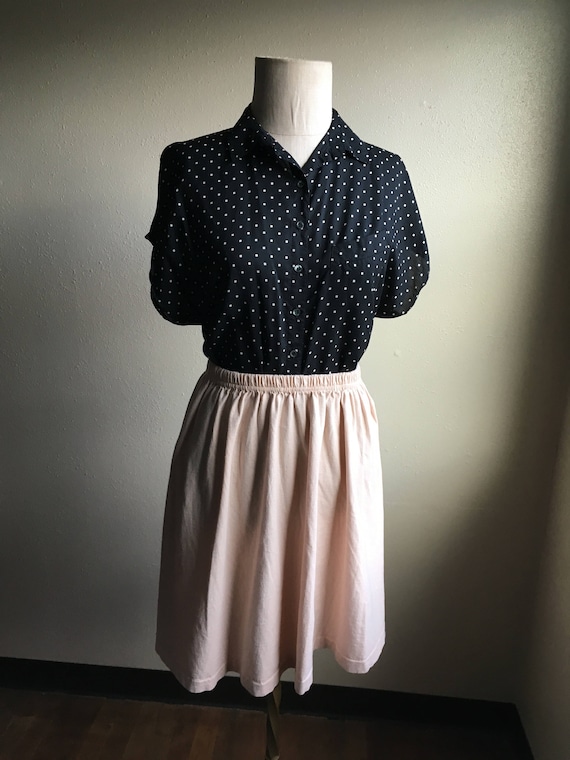 vintage 80s j crew pale peach cotton jersey skirt… - image 1