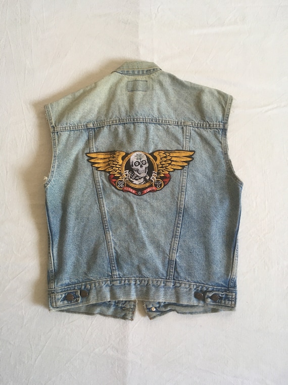 vintage 80s levis cut off jean jacket trucker ves… - image 5