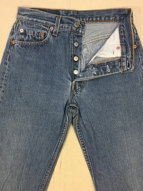 vintage 90s levis 501 made in USA blue jeans 27 x… - image 3