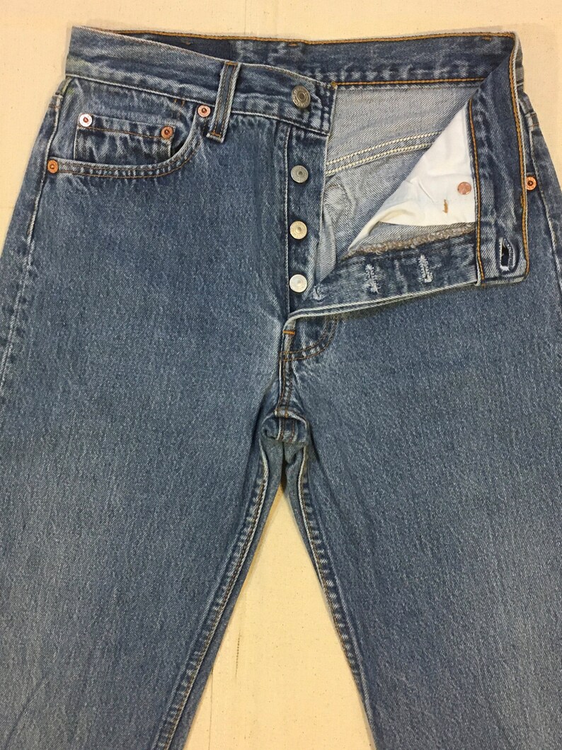vintage 90s levis 501 made in USA blue jeans 27 x 30 image 3