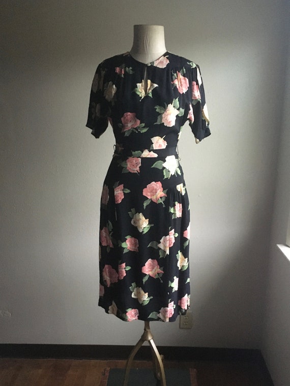 vintage 70s young Edwardian by Arpeja floral 40s … - image 1