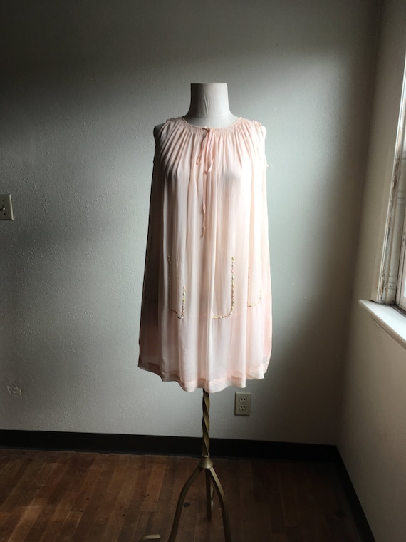 vintage 60s baby doll nightie handmade blushing p… - image 1