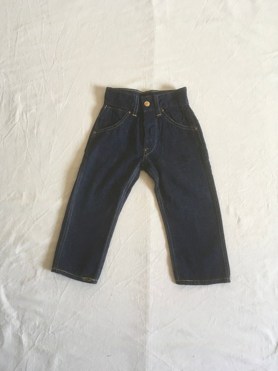 vintage 40s 50s kids donut button fly blue jeans d