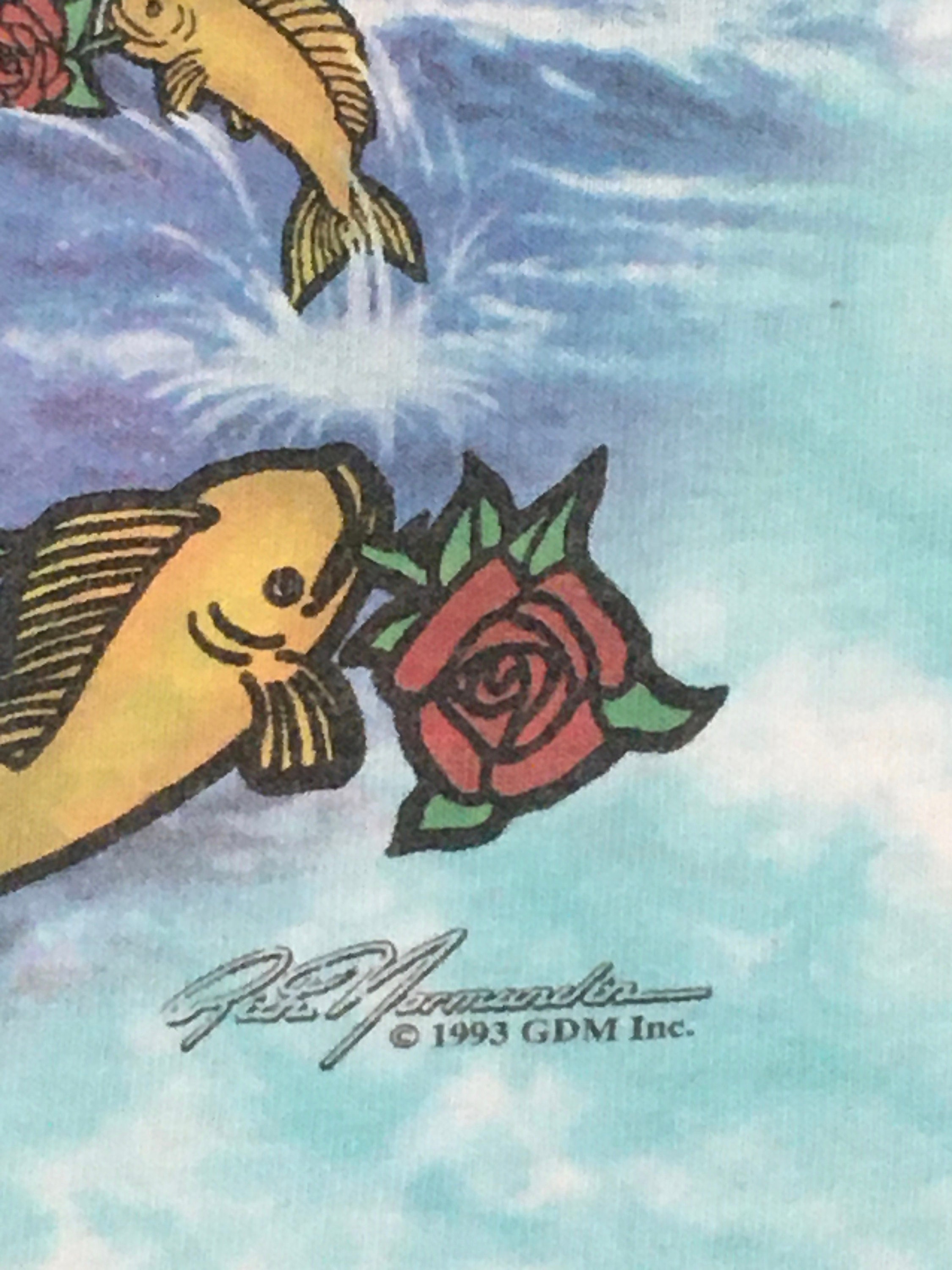 Vintage 90s 1993 Grateful Dead Ship of Fools Tie Dye Liquid Blue T