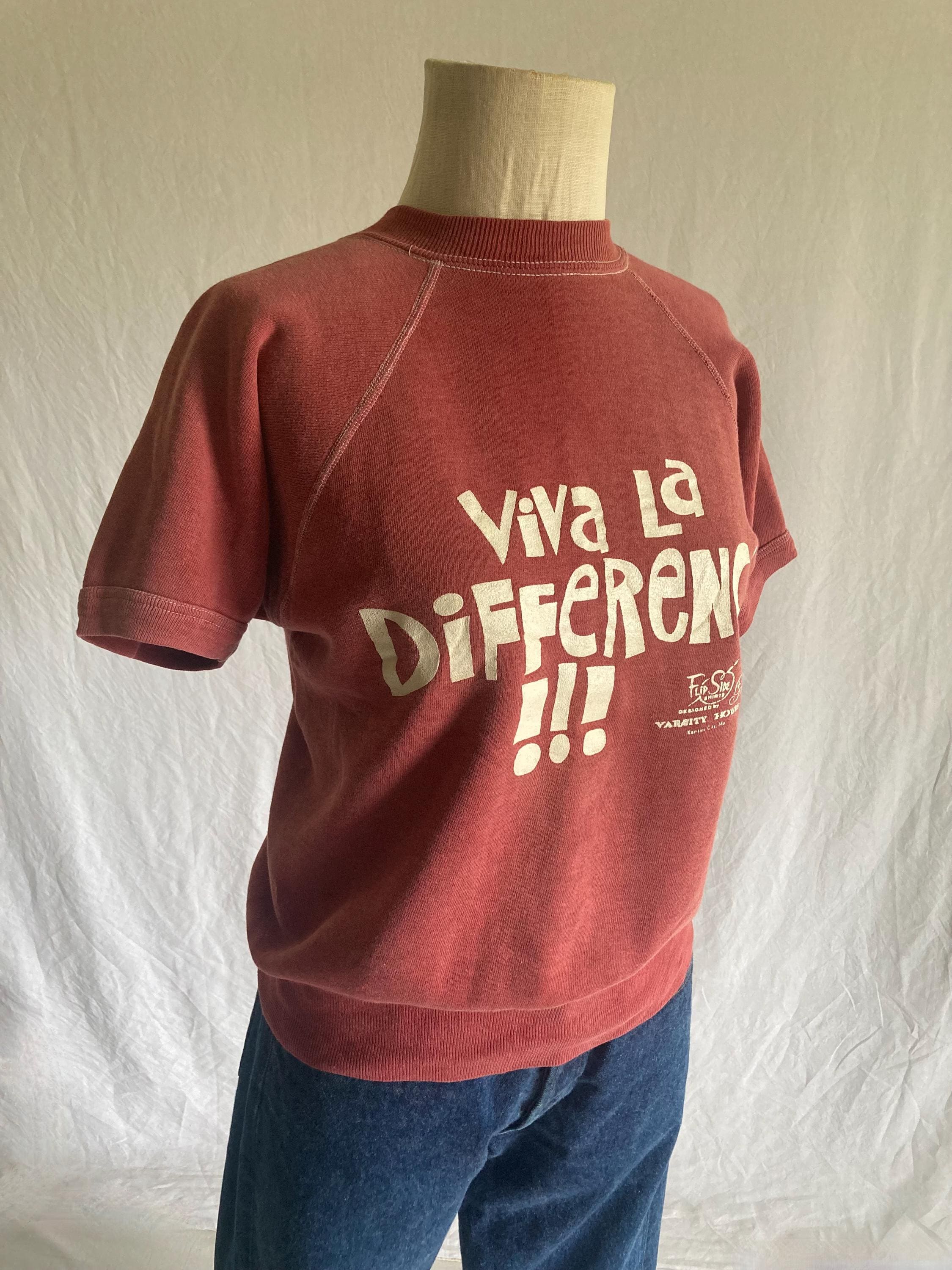 Vintage 50s Raglan Short Sleeve Sweatshirt Viva La Difference Flip