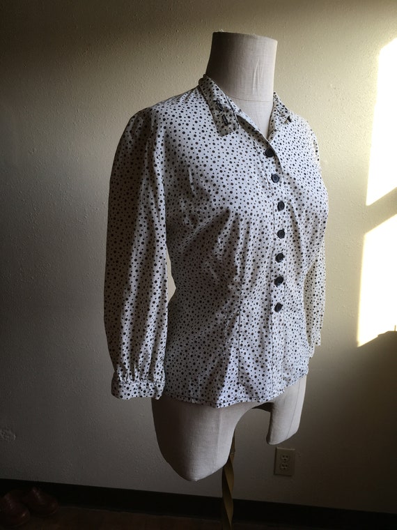 vintage 50s handmade polka dot button up cotton b… - image 2