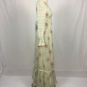 Vintage 70s Gunne Sax by Jessica Dress Maxi Voile V Neck Long Sleeve ...