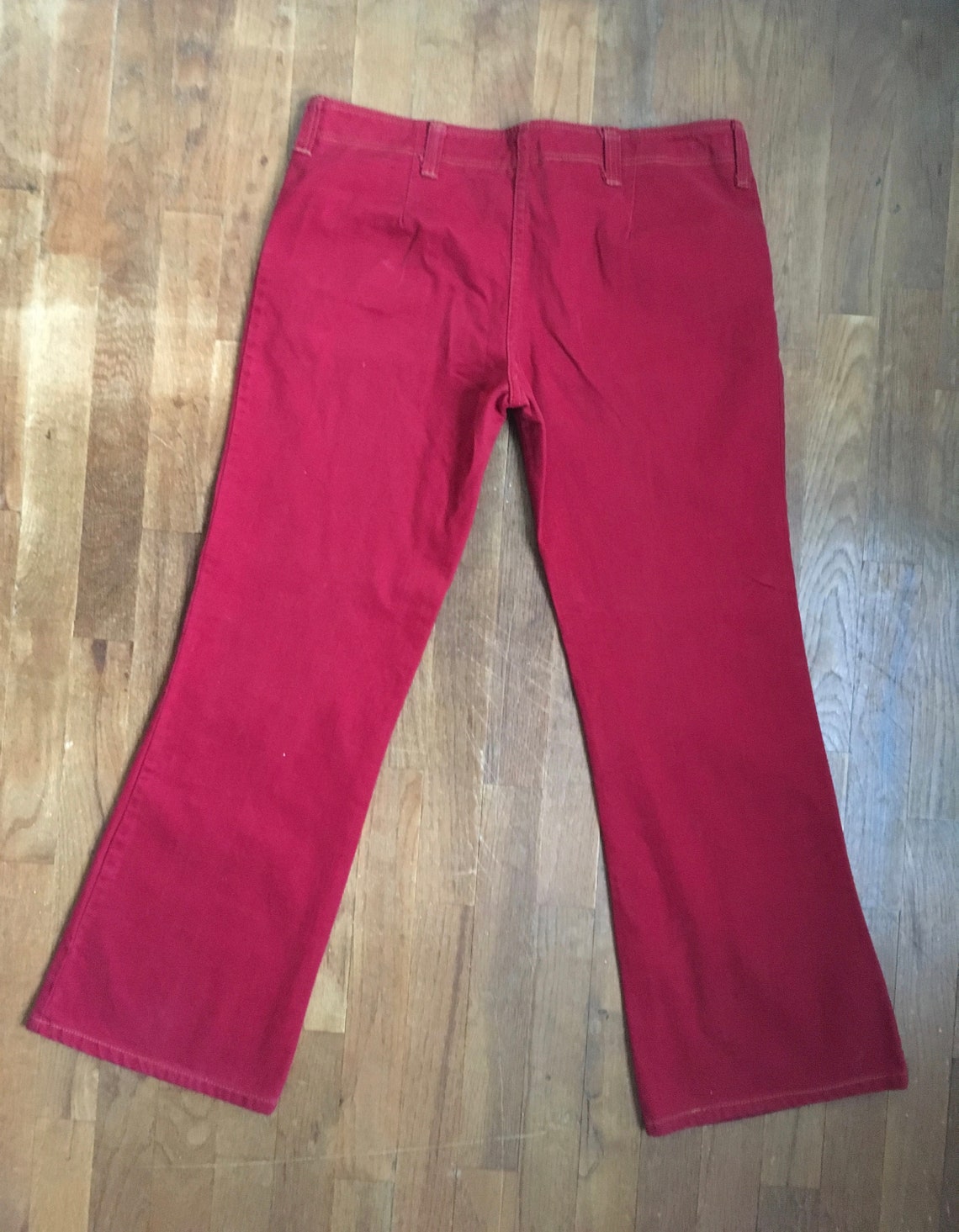 Vintage 70s Red Hip Hugger Wide Leg Jeans Made in Usa 34 X 28 - Etsy