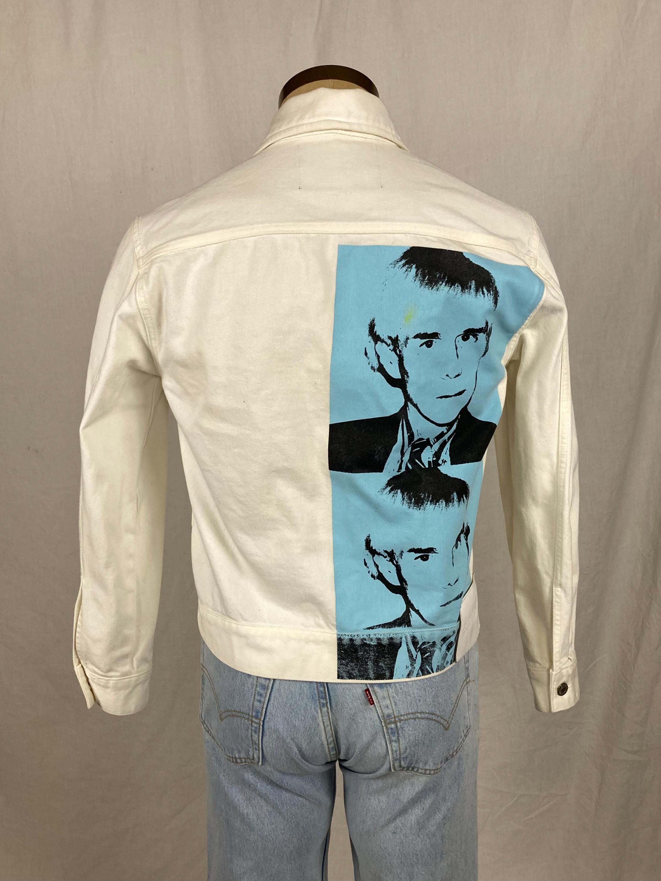 Vintage Andy Warhol Foundation White Denim Jacket Calvin Vintage Andy Warhol Foundation White Denim Jacket Calvin