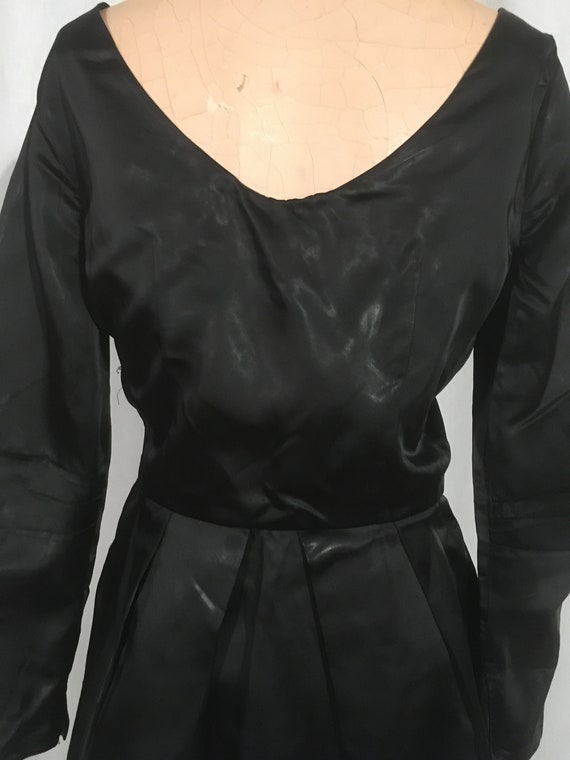 vintage 50s handmade ooak black satin side zip sl… - image 7