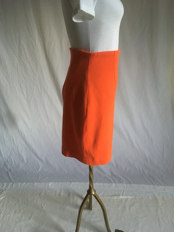 vintage 80s orange bodycon zip back mini skirt co… - image 3