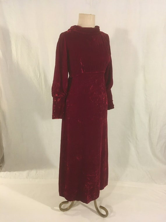 vintage 60s crushed red velvet empire waist mutto… - image 3