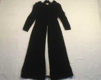 vintage jaren 30 frederick nelson seattle zwart fluwelen maxi operajas