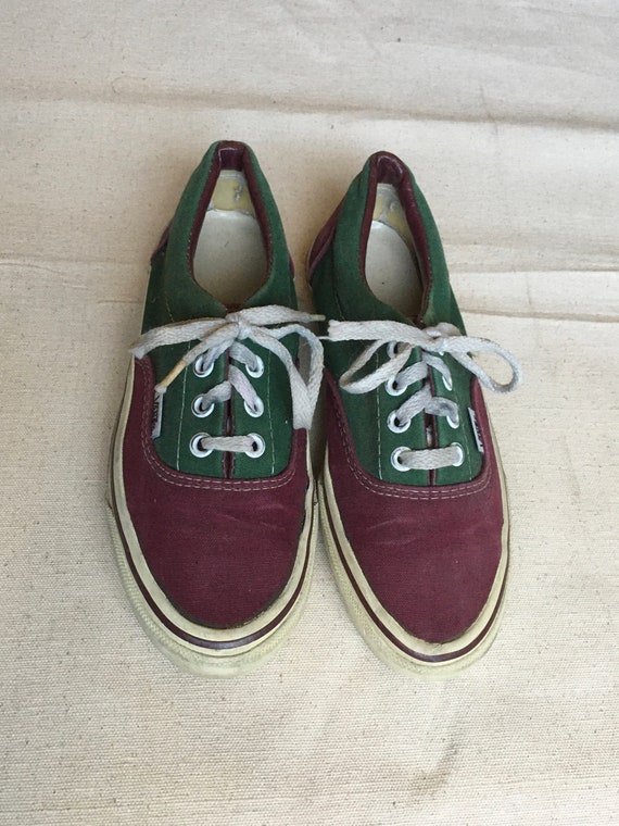 toezicht houden op scherm Weven Vintage 80s Vans Made in USA Canvas Two Tone Cranberry Green - Etsy