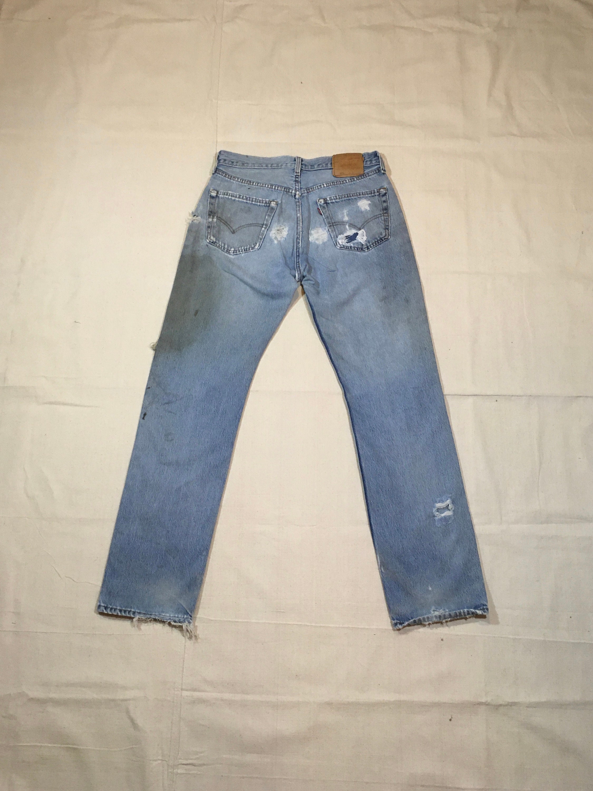 Vintage 90s Levis 501 Ripped Jeans Made in Usa 32 X33 Grunge