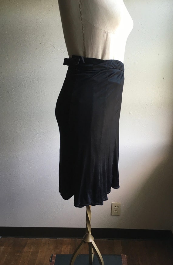 vintage 80s express black acetate silky wrap skir… - image 2