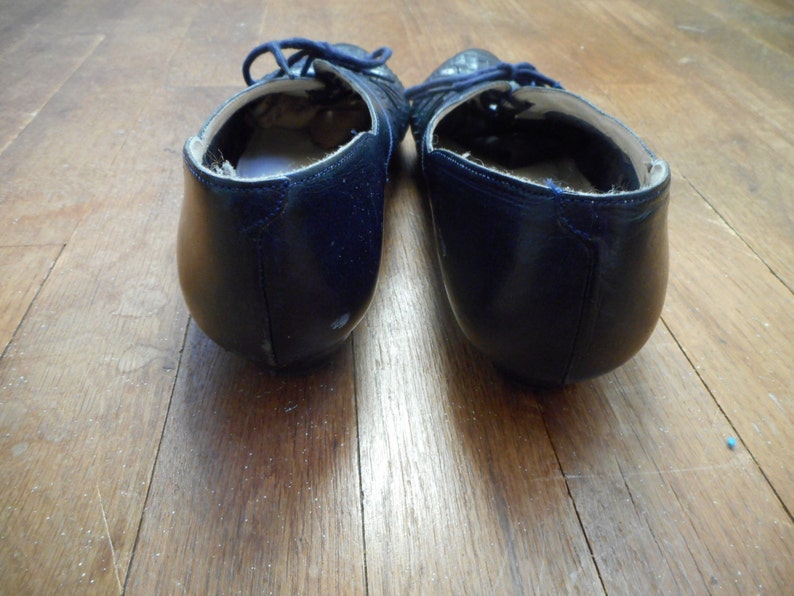 vintage 80s bandolino made in italy slip on braided blue leather low vamp lace up loafers womens shoe size 9 N