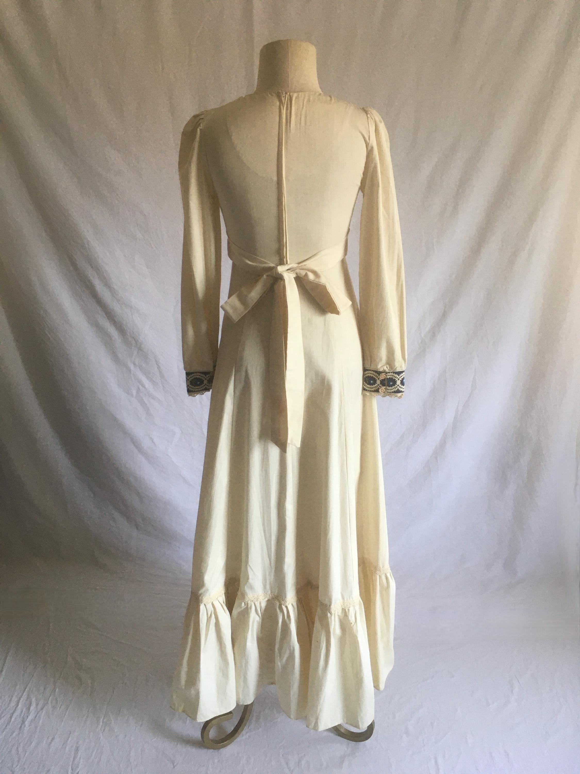Vintage 70s Gunne Sax by Jessica Maxi Dress Empire Waist Quilted Ruffle ...