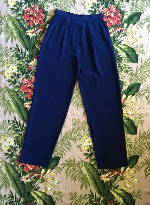 Vintage 90s New Old Stock Lloyd Williams Blue Rayon High Waist - Etsy