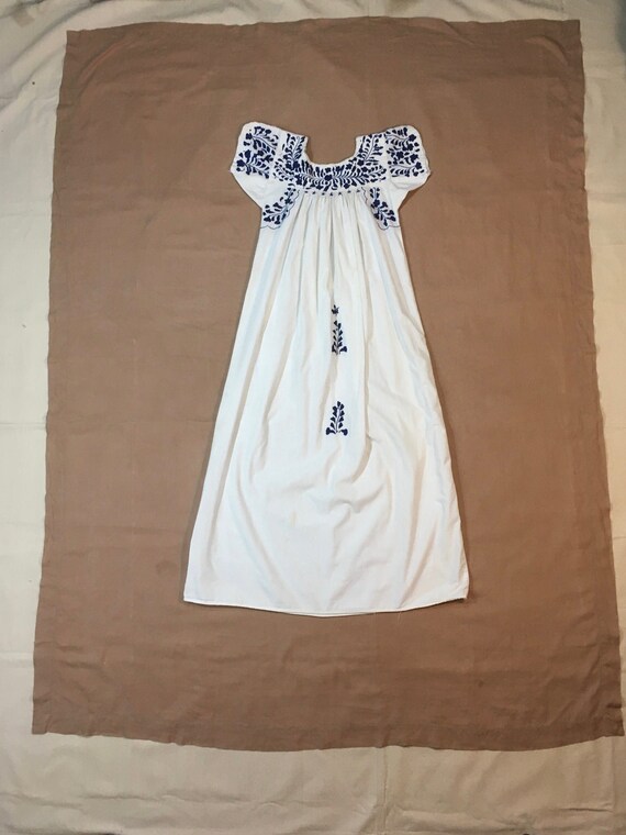 vintage handmade Mexican embroidered folk dress