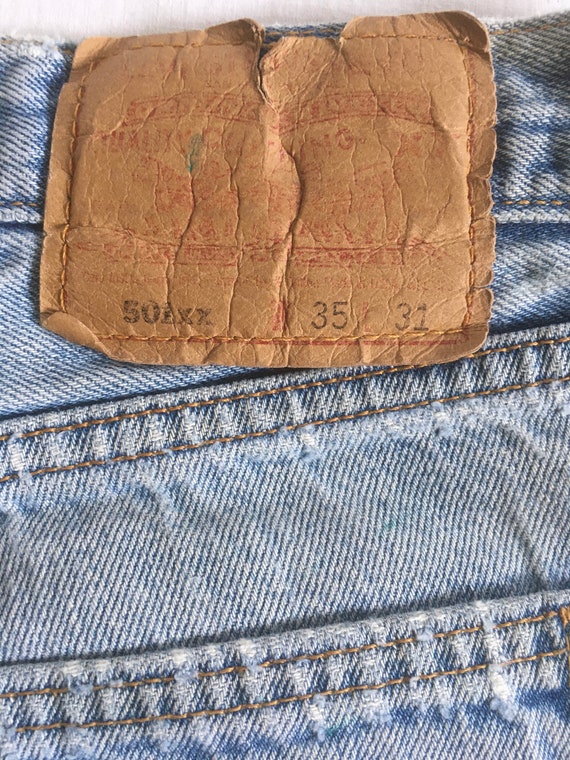 vintage 90s levis 501 xx ripped frayed blue jeans… - image 8