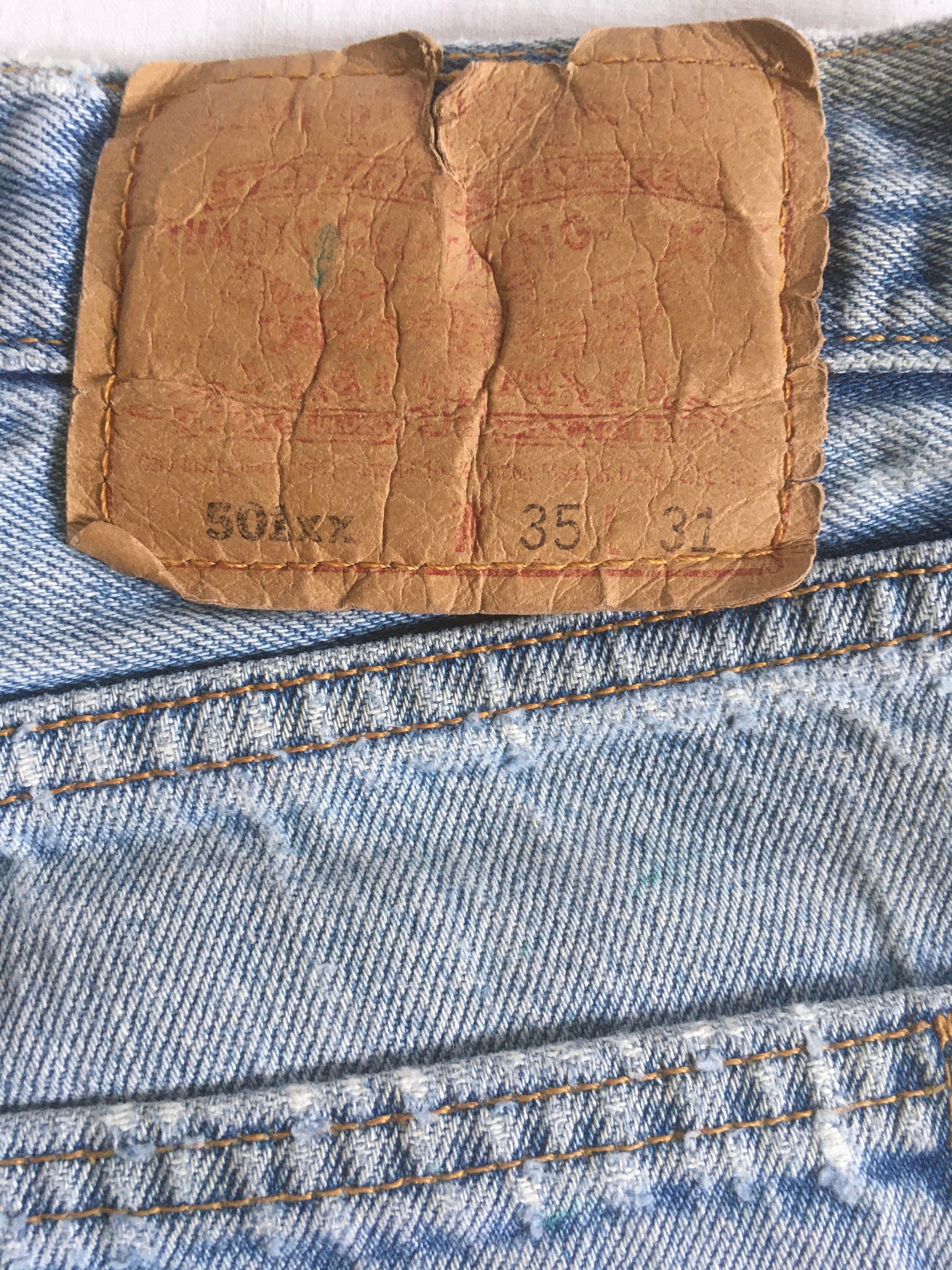 Vintage 90s Levis 501 Xx Ripped Frayed Blue Jeans Made in Usa 33 